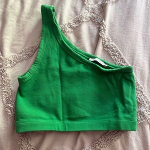 Zara Green One-Shoulder Tank Top
